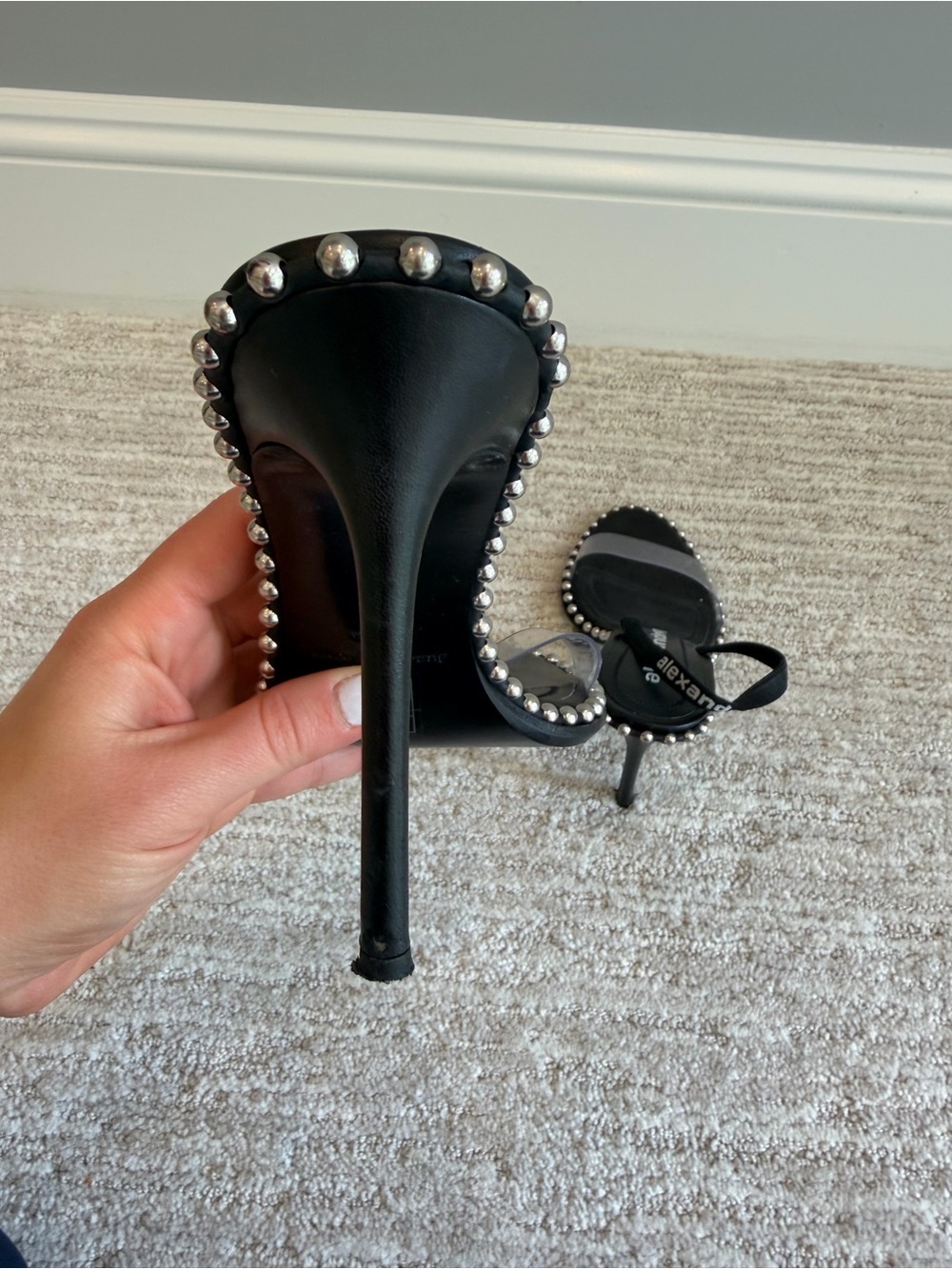 Alexander Wang Black Clear-Band Studded Slide Sandals - Picture 4 of 10